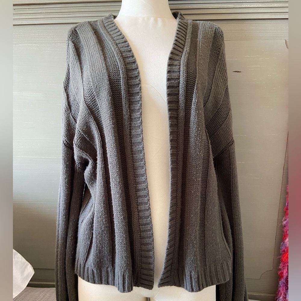 Green Open Front Cardigan